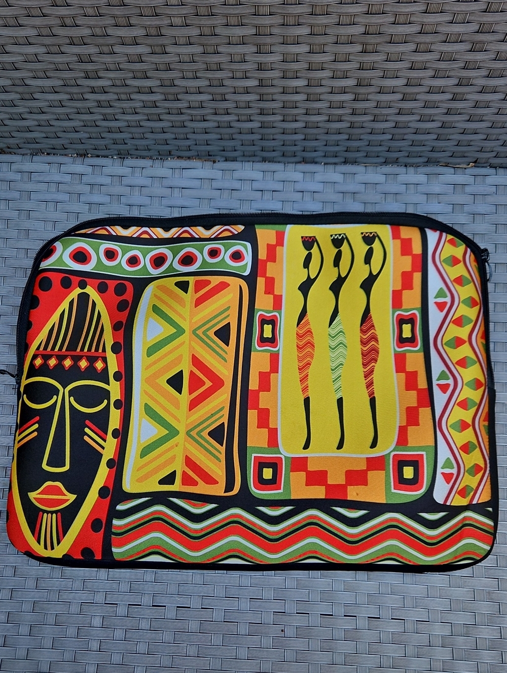 Large Size 12 X 17  Afrocentric  African-Pattern Padded Neoprene Laptop Sleeve